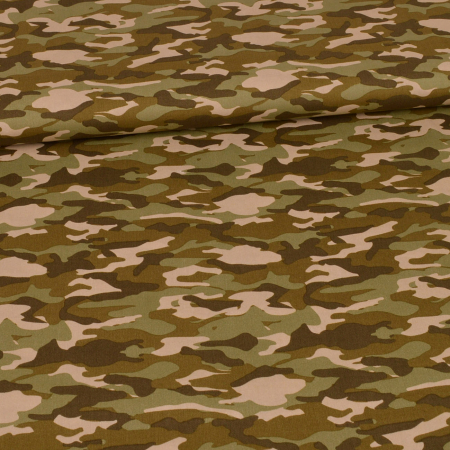 Tissu coton camouflage vert